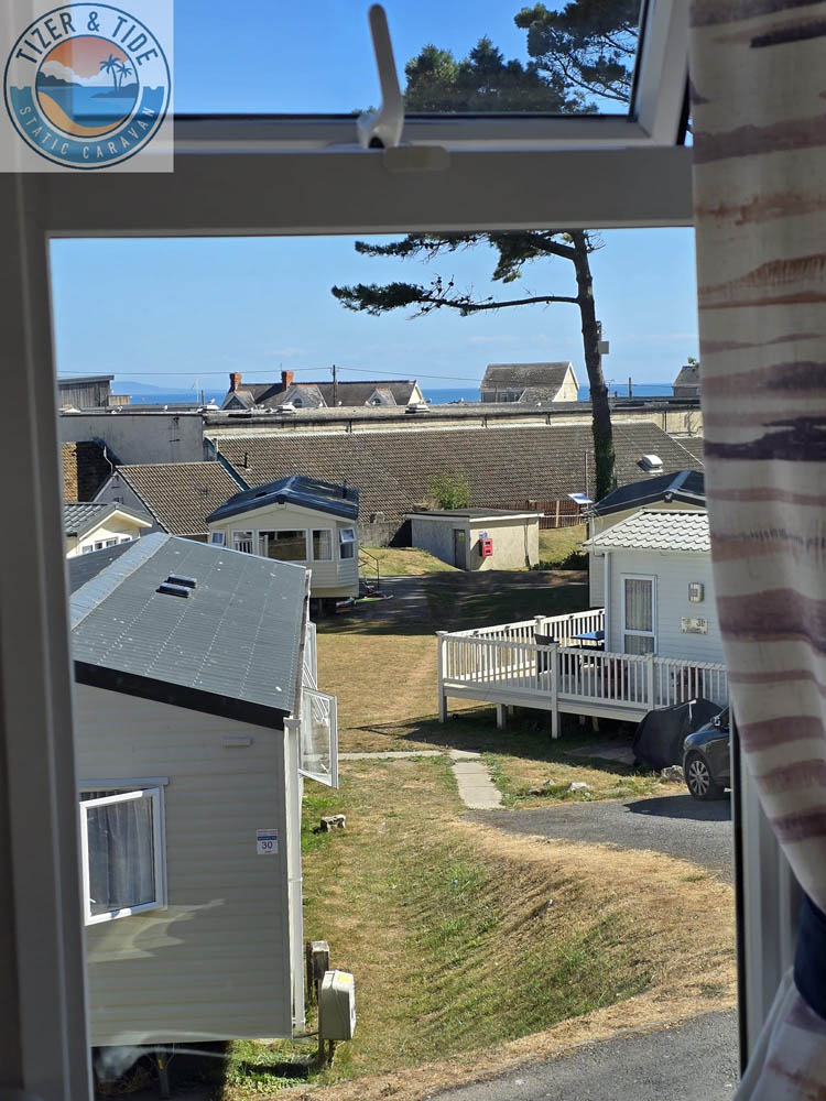 Looking out across Pendine Sands Holiday Park from the plot