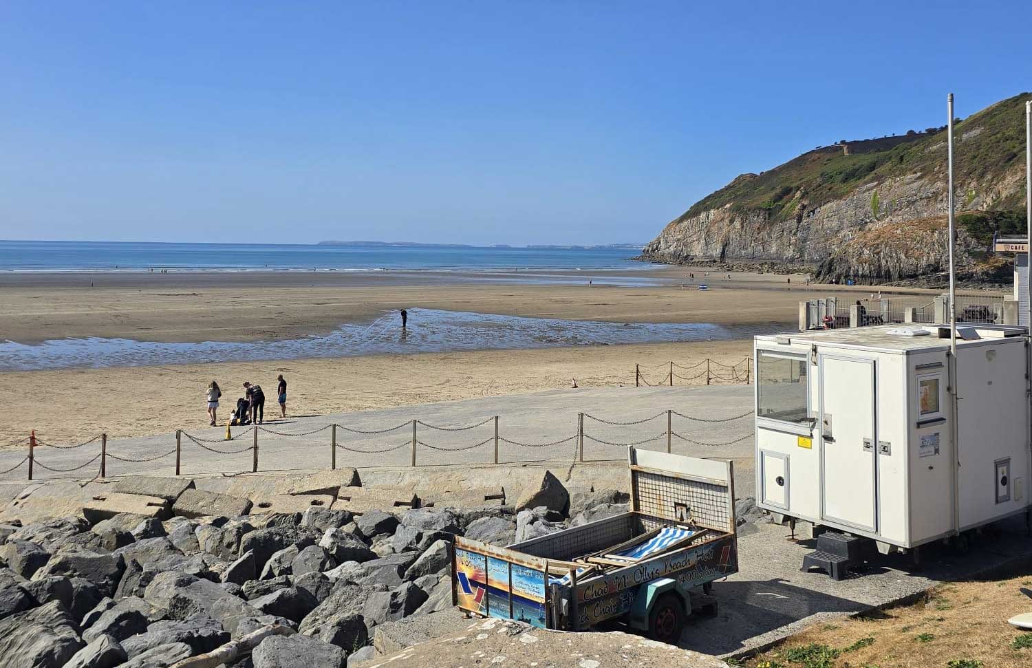 Pendine Sands beach and cliffs